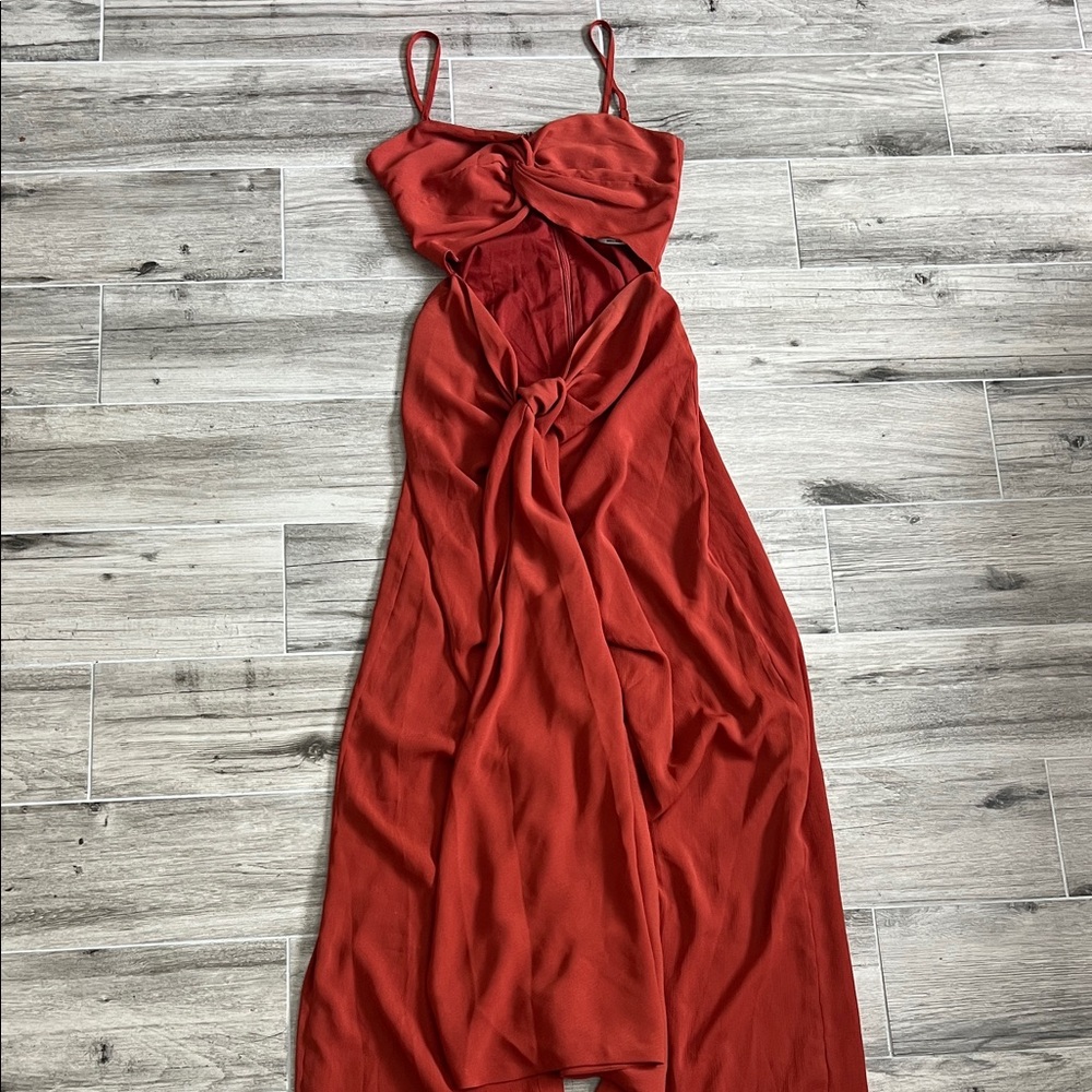 Andrea Iyamah Red Orange Women's cut out jumpsuit